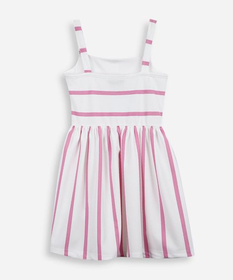vestido infantil listrado com bolso rosa