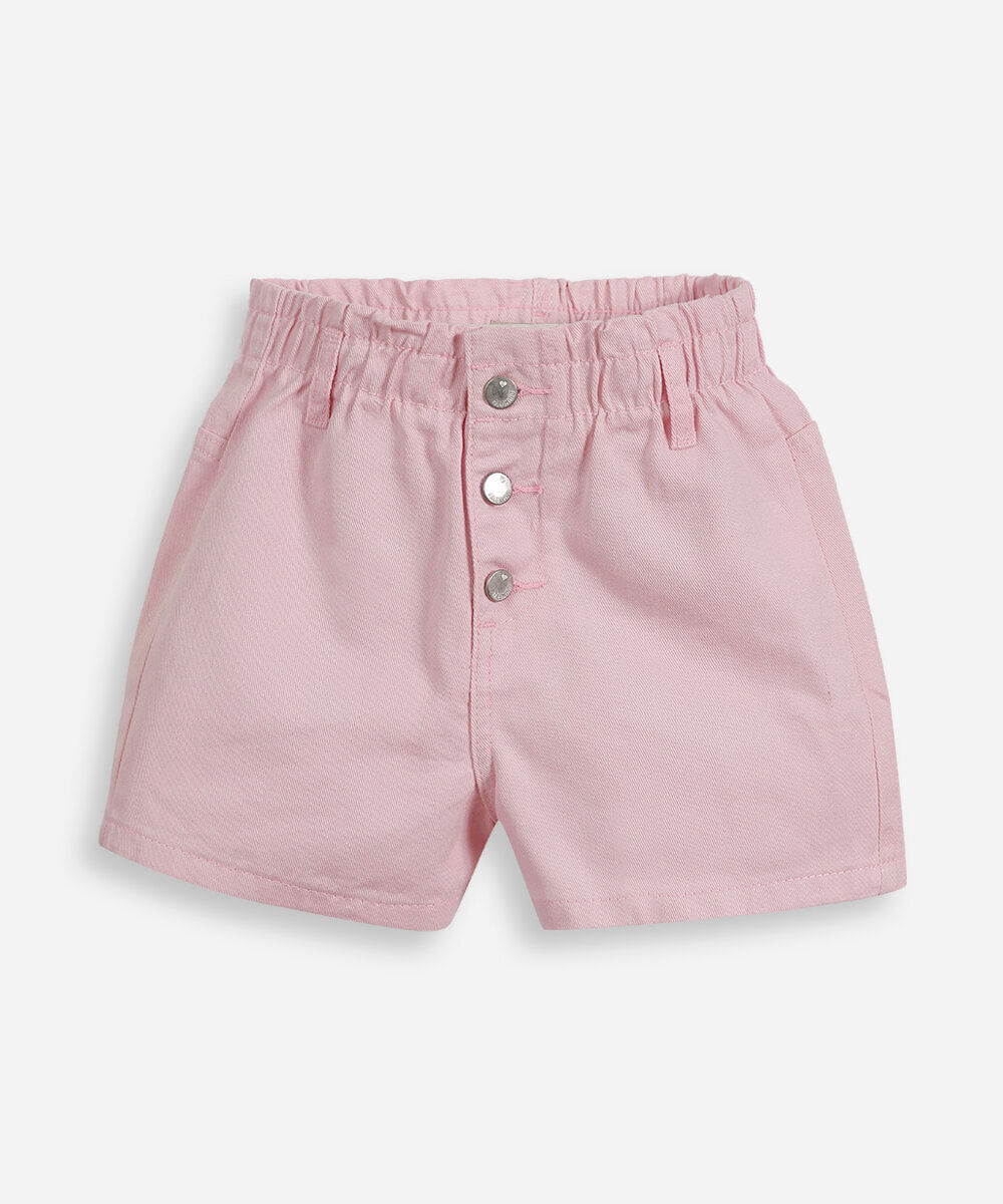 short infantil de sarja cós elástico rosa