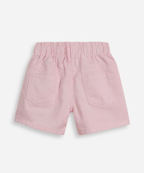 short infantil de sarja cós elástico rosa