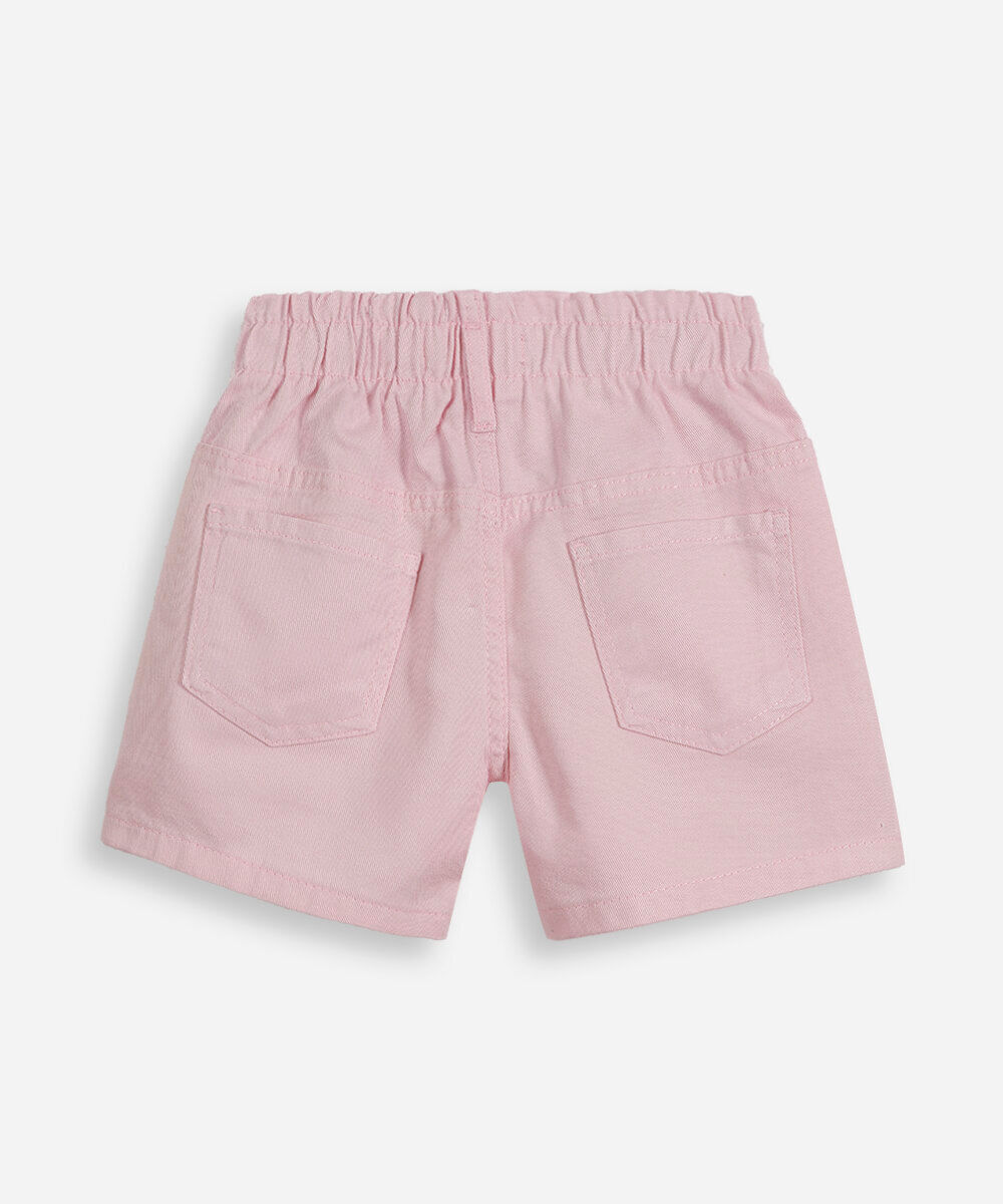 short infantil de sarja cós elástico rosa