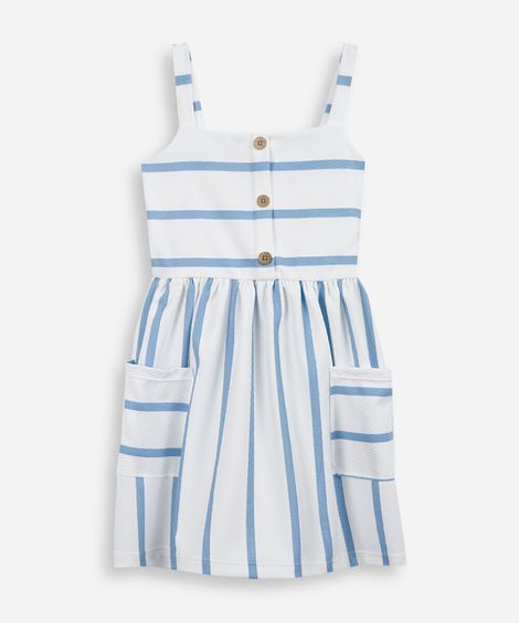 vestido infantil listrado com bolso colorido
