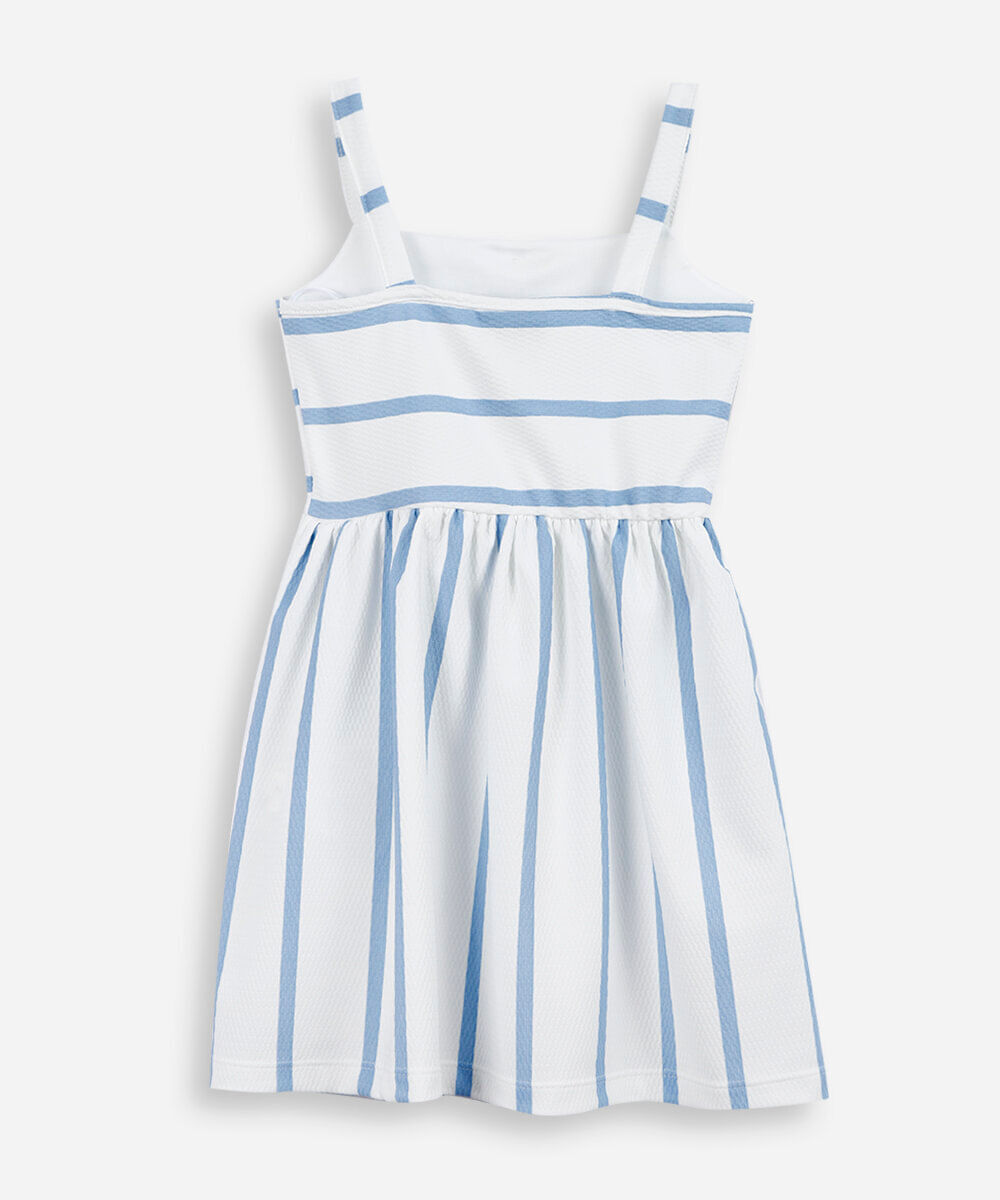 vestido infantil listrado com bolso colorido