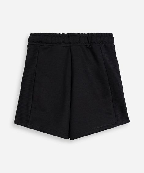 bermuda infantil de moletom texturizada com bolsos preta