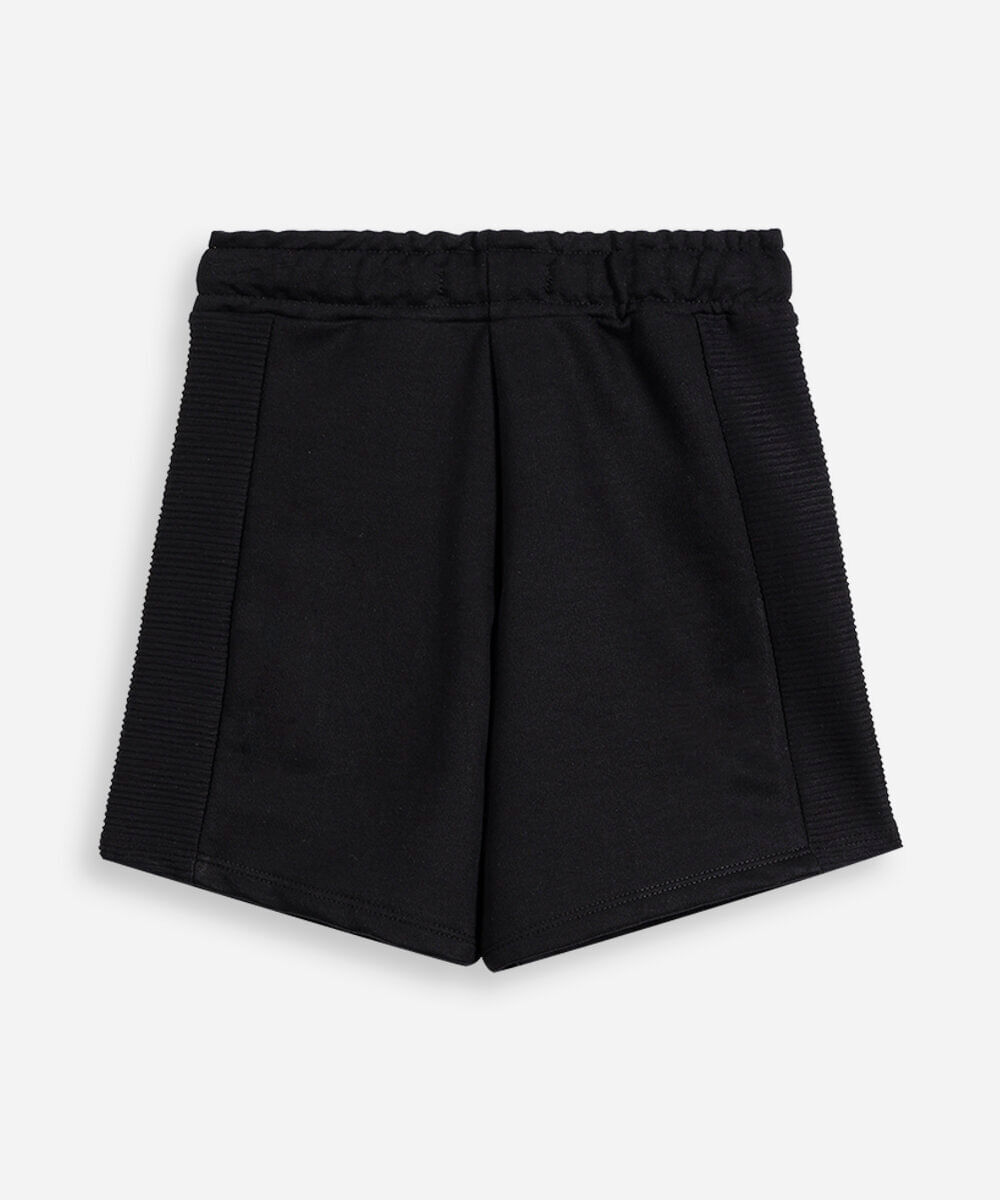 bermuda infantil de moletom texturizada com bolsos preta