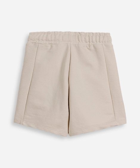 bermuda infantil de moletom texturizada com bolsos bege