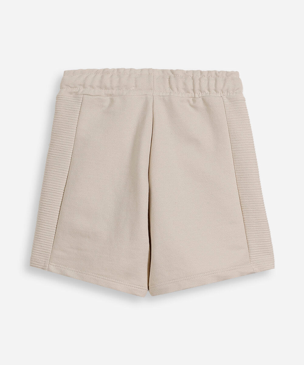 bermuda infantil de moletom texturizada com bolsos bege