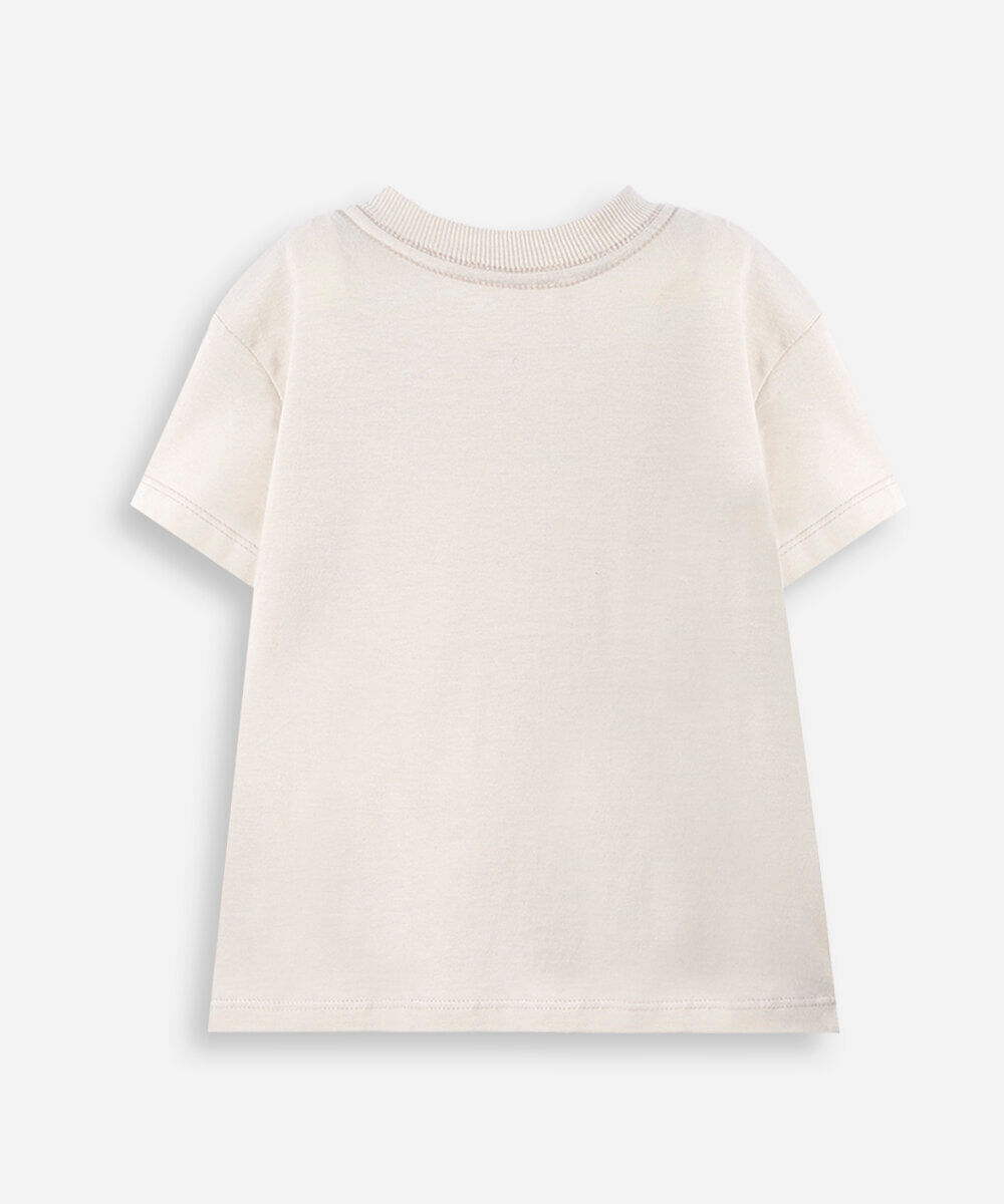 camiseta infantil de algodão com cachorro estampado bege