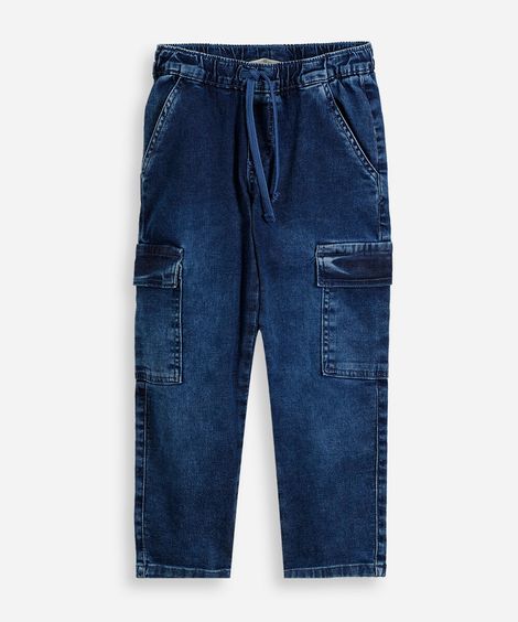 calça cargo infantil de algodão azul