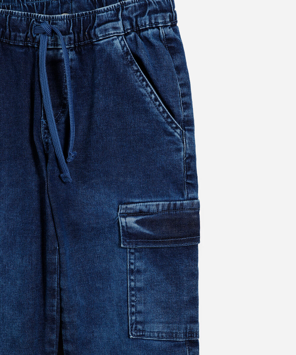 calça cargo infantil de algodão azul