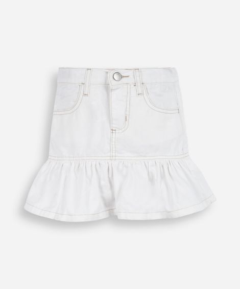 saia peplum infantil de sarja off white