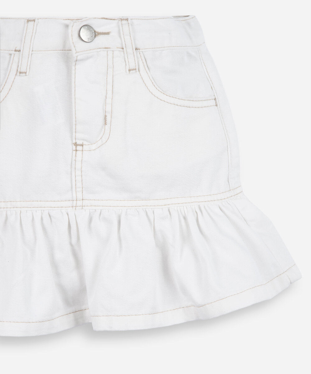 saia peplum infantil de sarja off white
