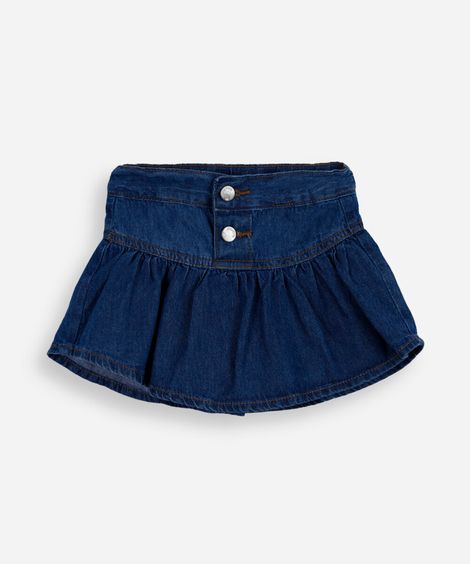 short saia infantil jeans  azul