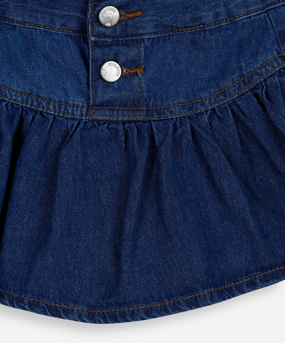 short saia infantil jeans  azul
