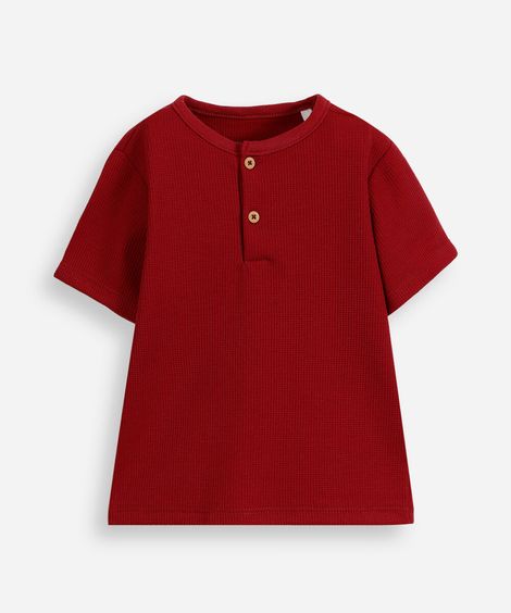 camiseta infantil com botões texturizada vermelha