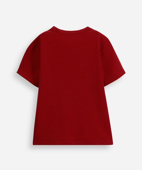 camiseta infantil com botões texturizada vermelha