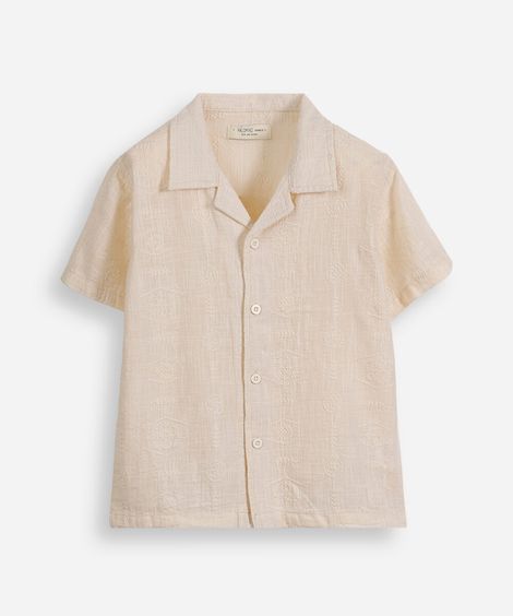camisa infantil de algodão bordada bege