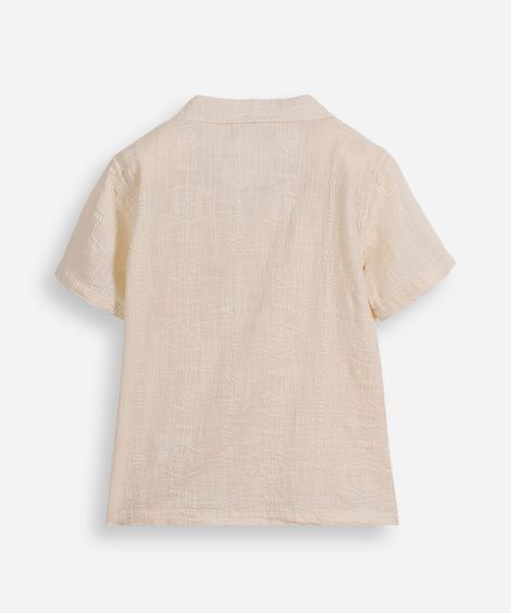 camisa infantil de algodão bordada bege