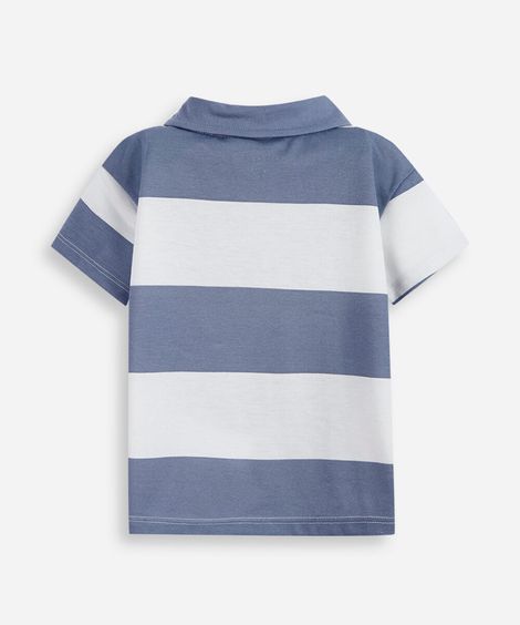 polo infantil com algodão listrada azul