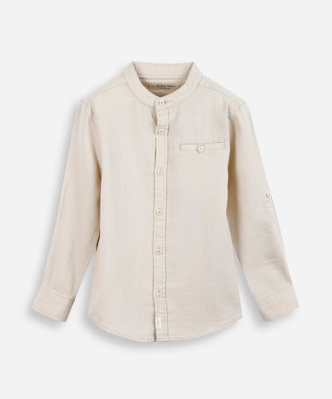 camisa infantil de algodão texturizada bege