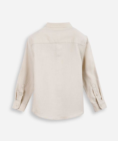 camisa infantil de algodão texturizada bege