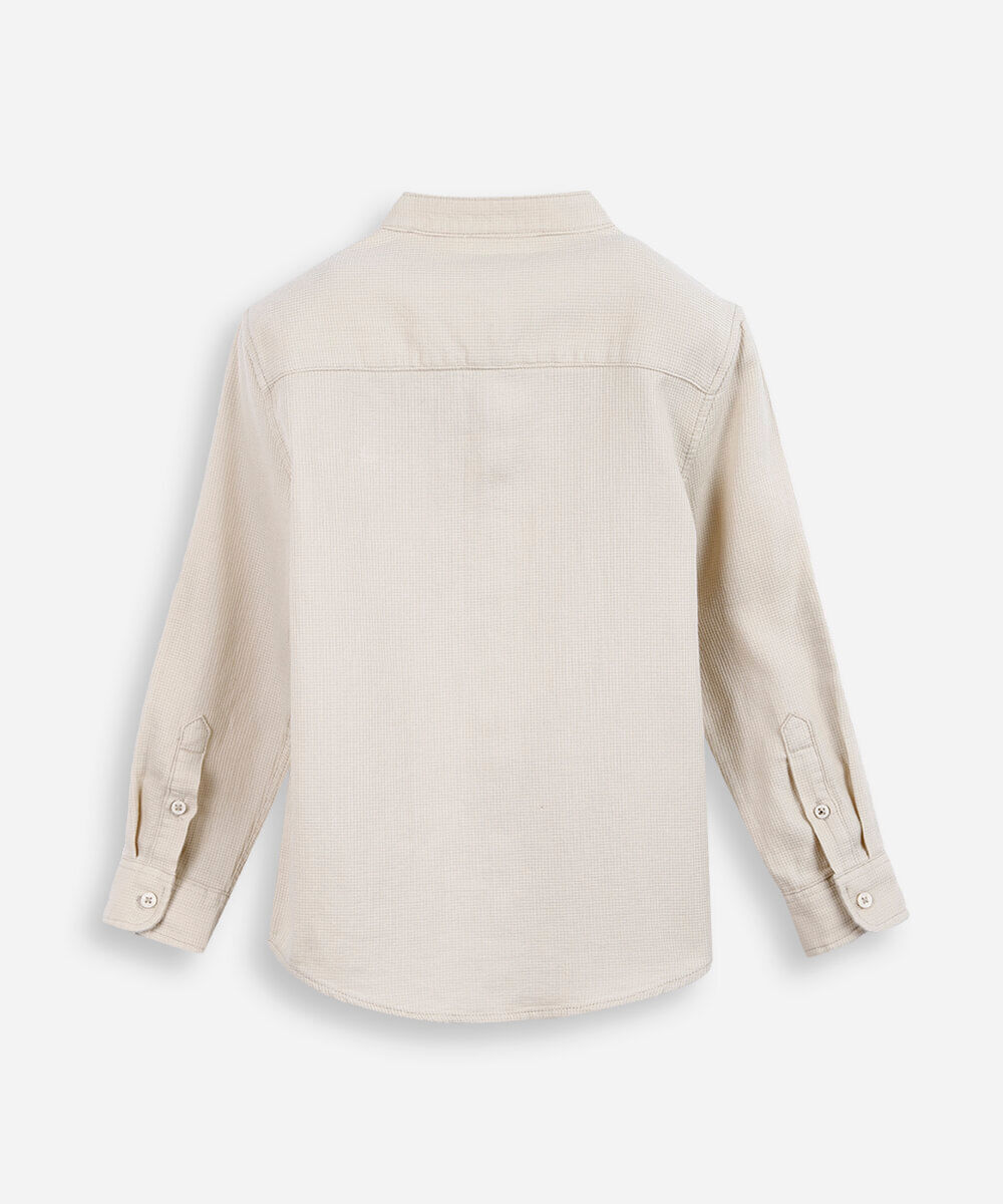 camisa infantil de algodão texturizada bege