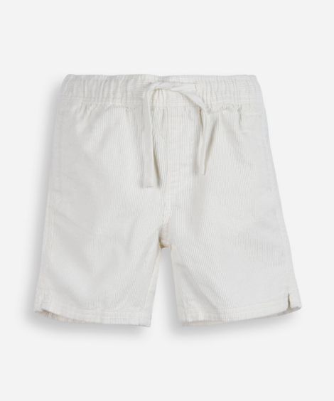 bermuda infantil cotelê cós elástico off white