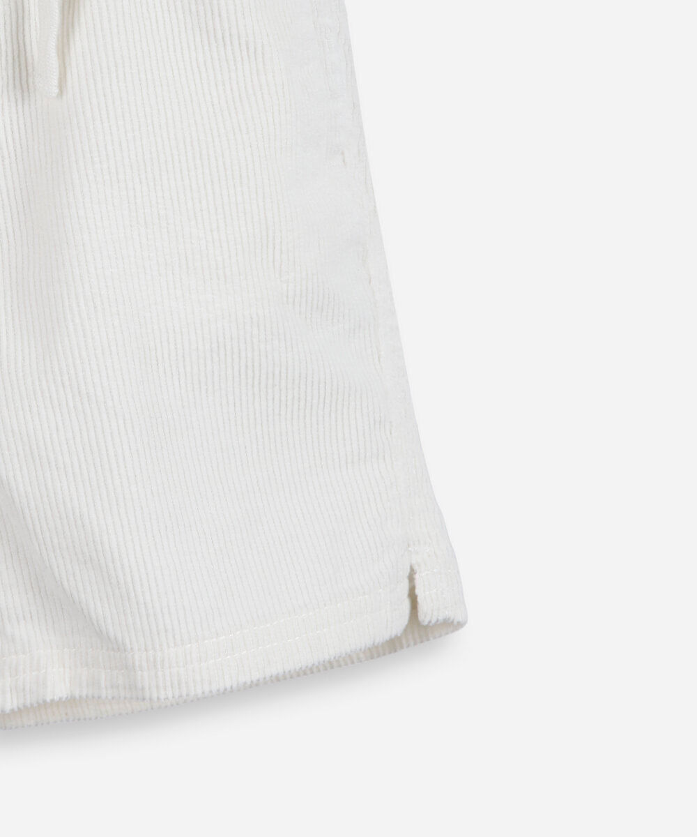 bermuda infantil cotelê cós elástico off white