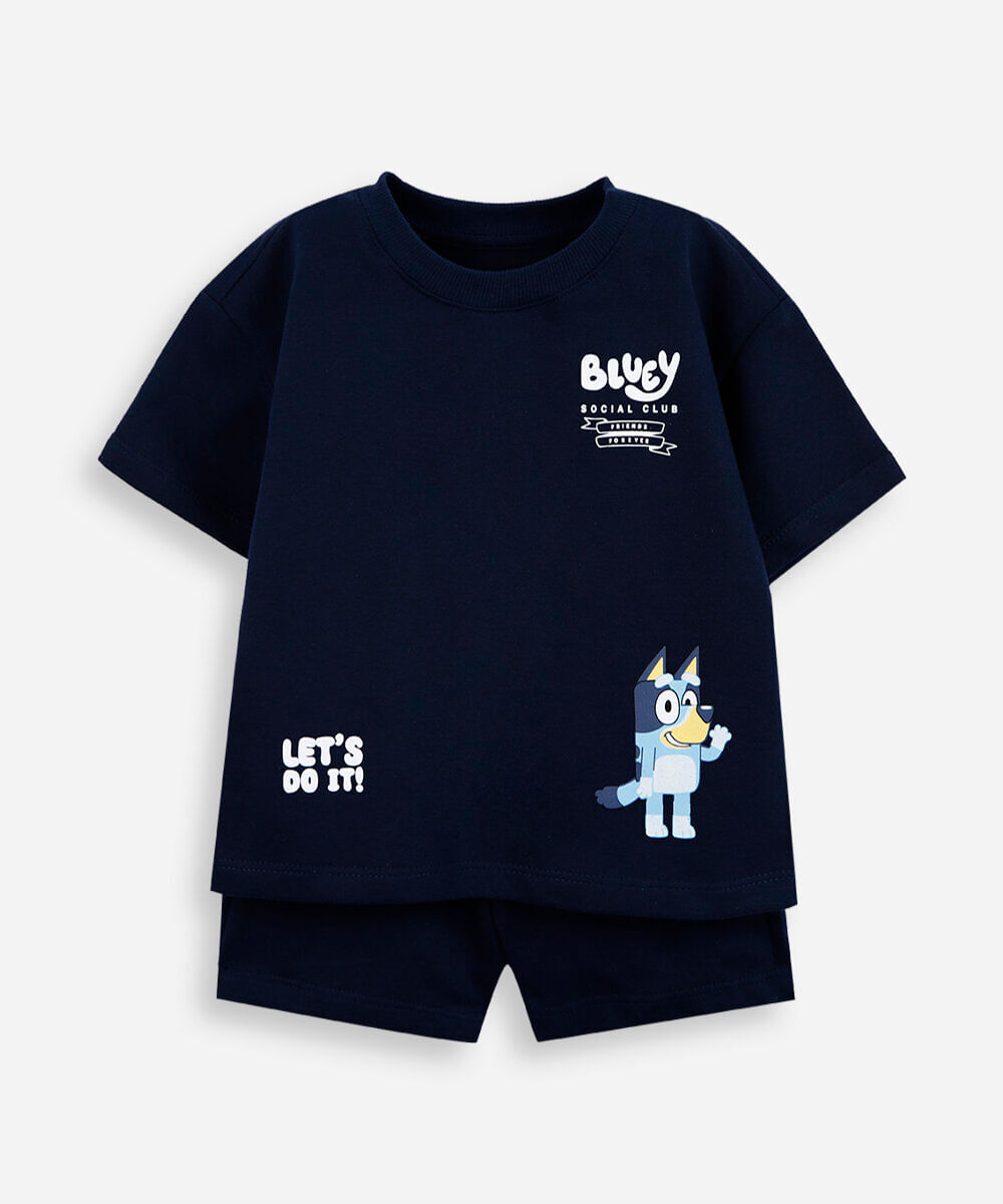 conjunto infantil em algodão bluey azul