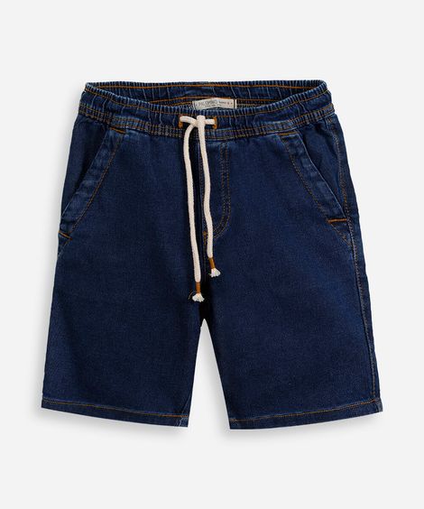 bermuda reta infantil jeans cós elástico azul