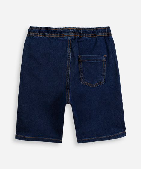 bermuda reta infantil jeans cós elástico azul