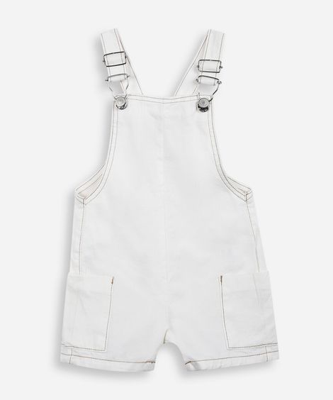jardineira infantil de sarja off white