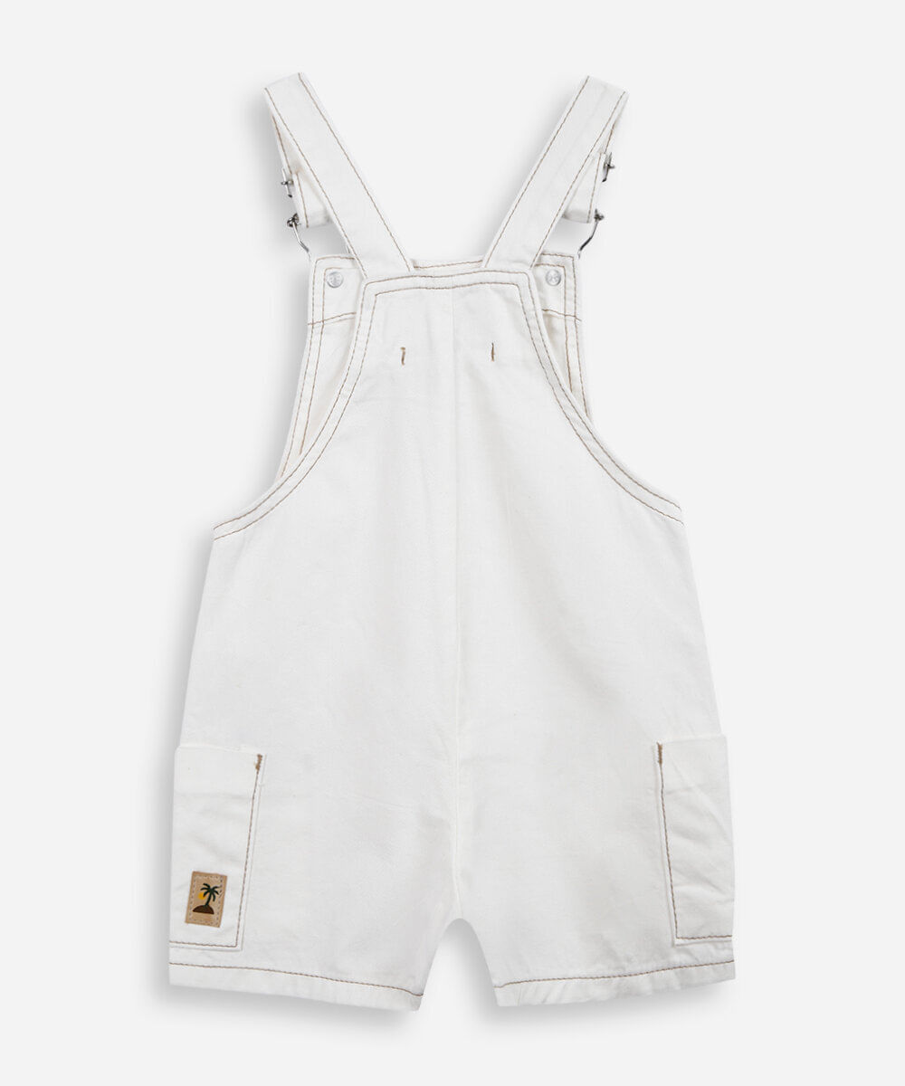 jardineira infantil de sarja off white