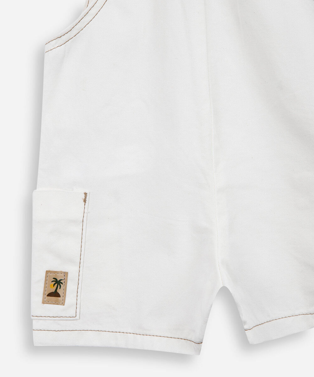 jardineira infantil de sarja off white
