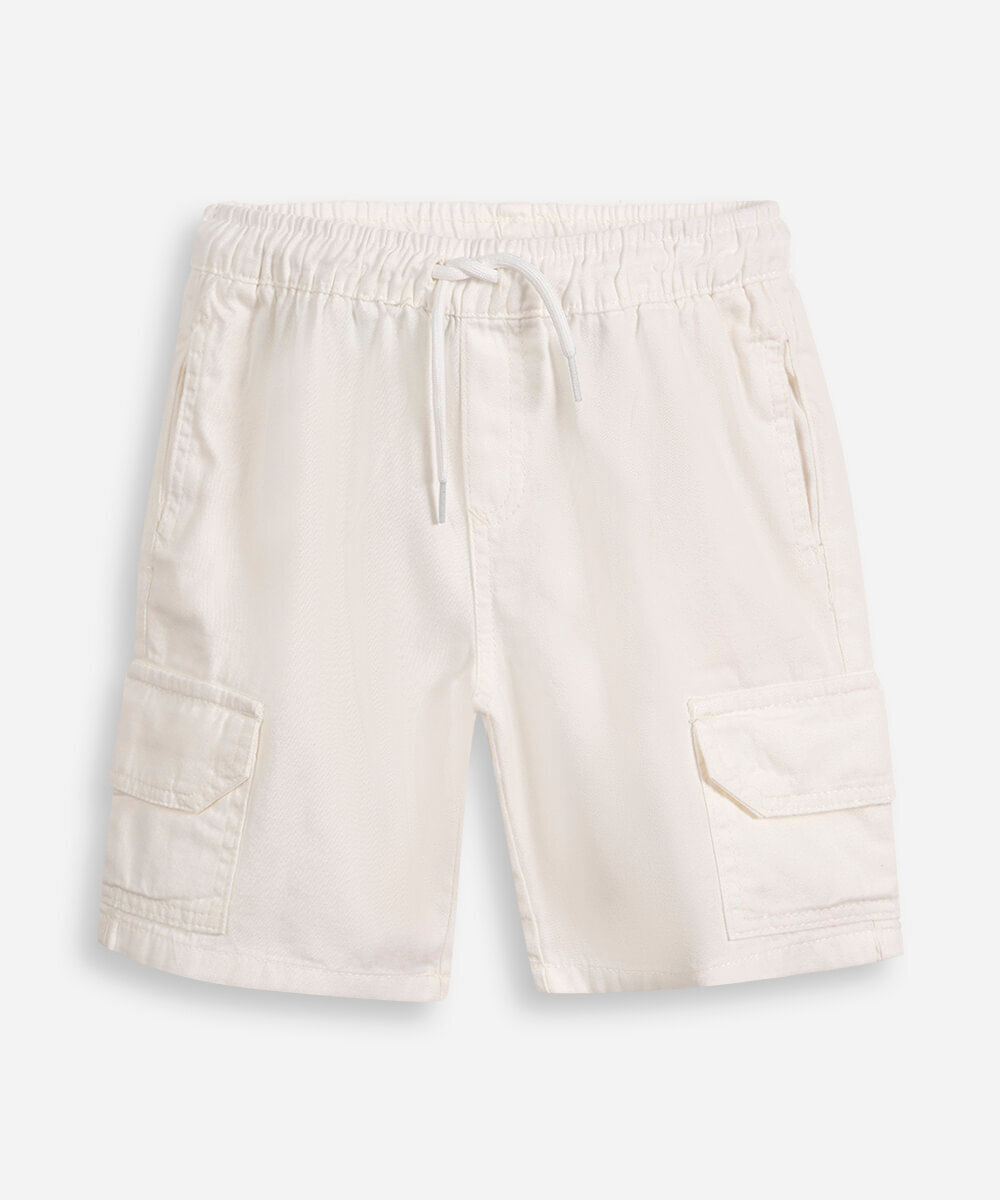bermuda cargo infantil de sarja cós elástico off white