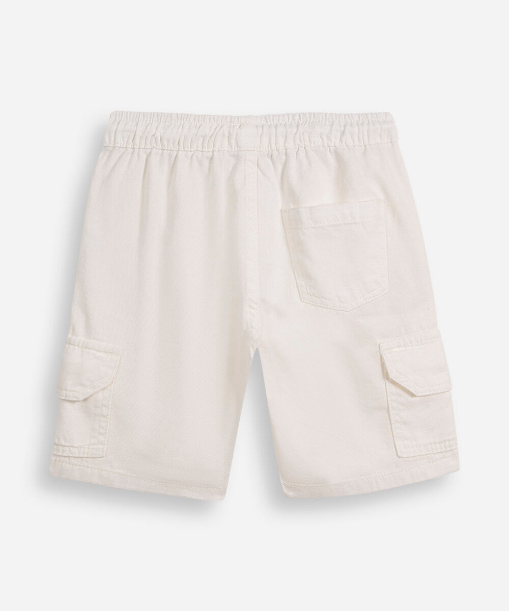 bermuda cargo infantil de sarja cós elástico off white