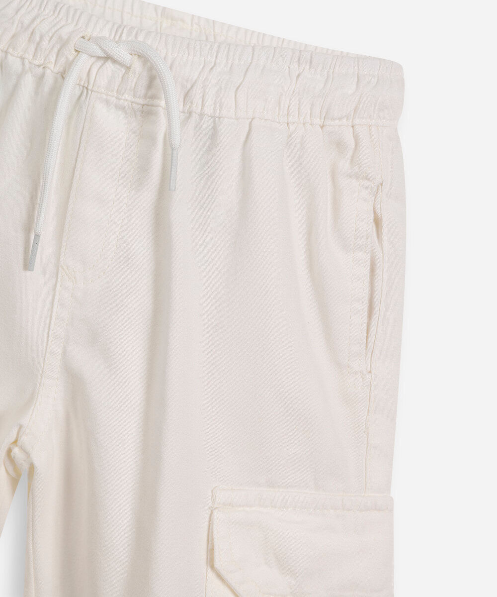 bermuda cargo infantil de sarja cós elástico off white