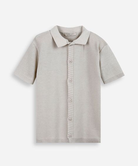 camisa infantil de tricot bege