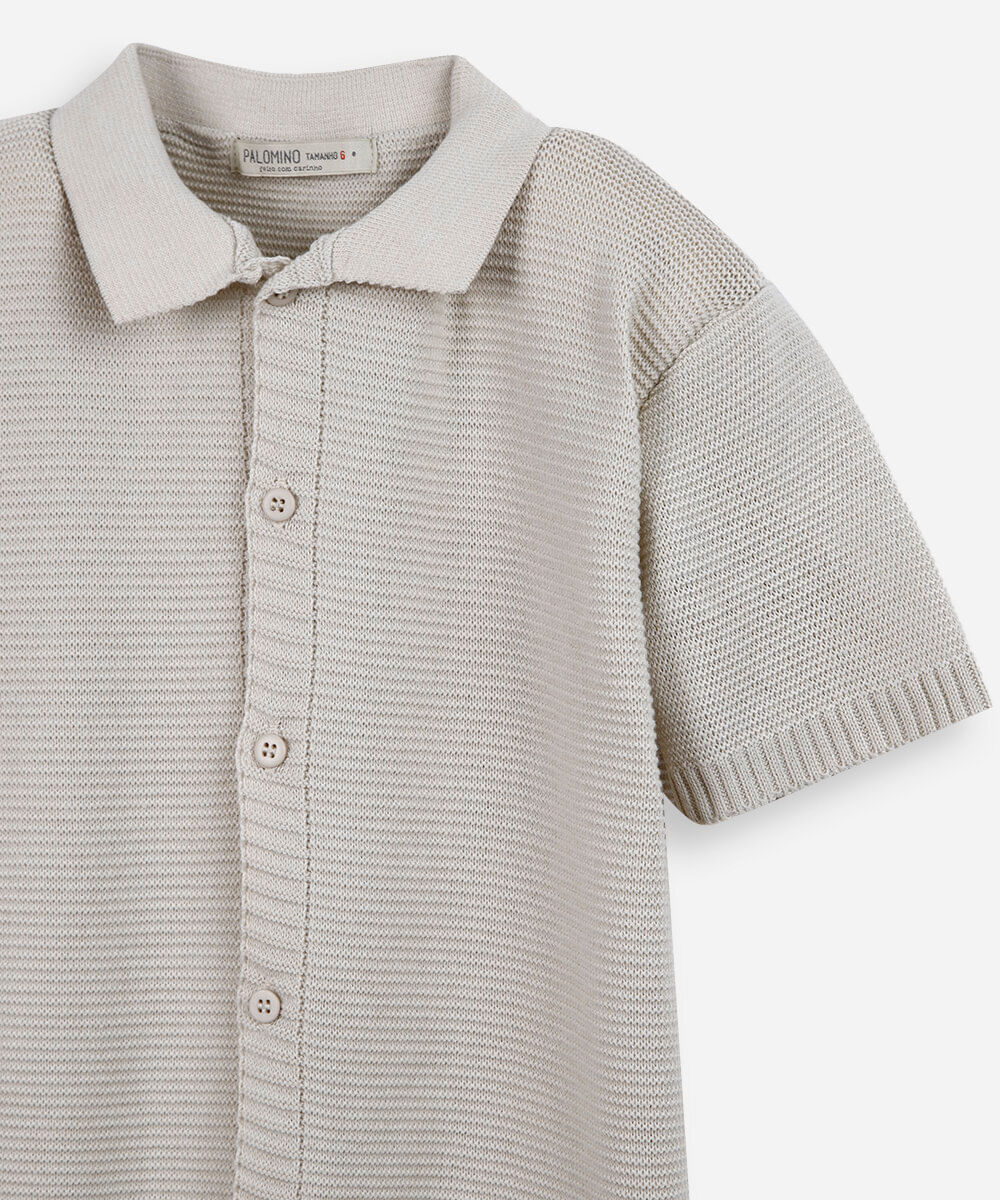 camisa infantil de tricot bege