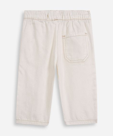 calça infantil de sarja cós elástico off white
