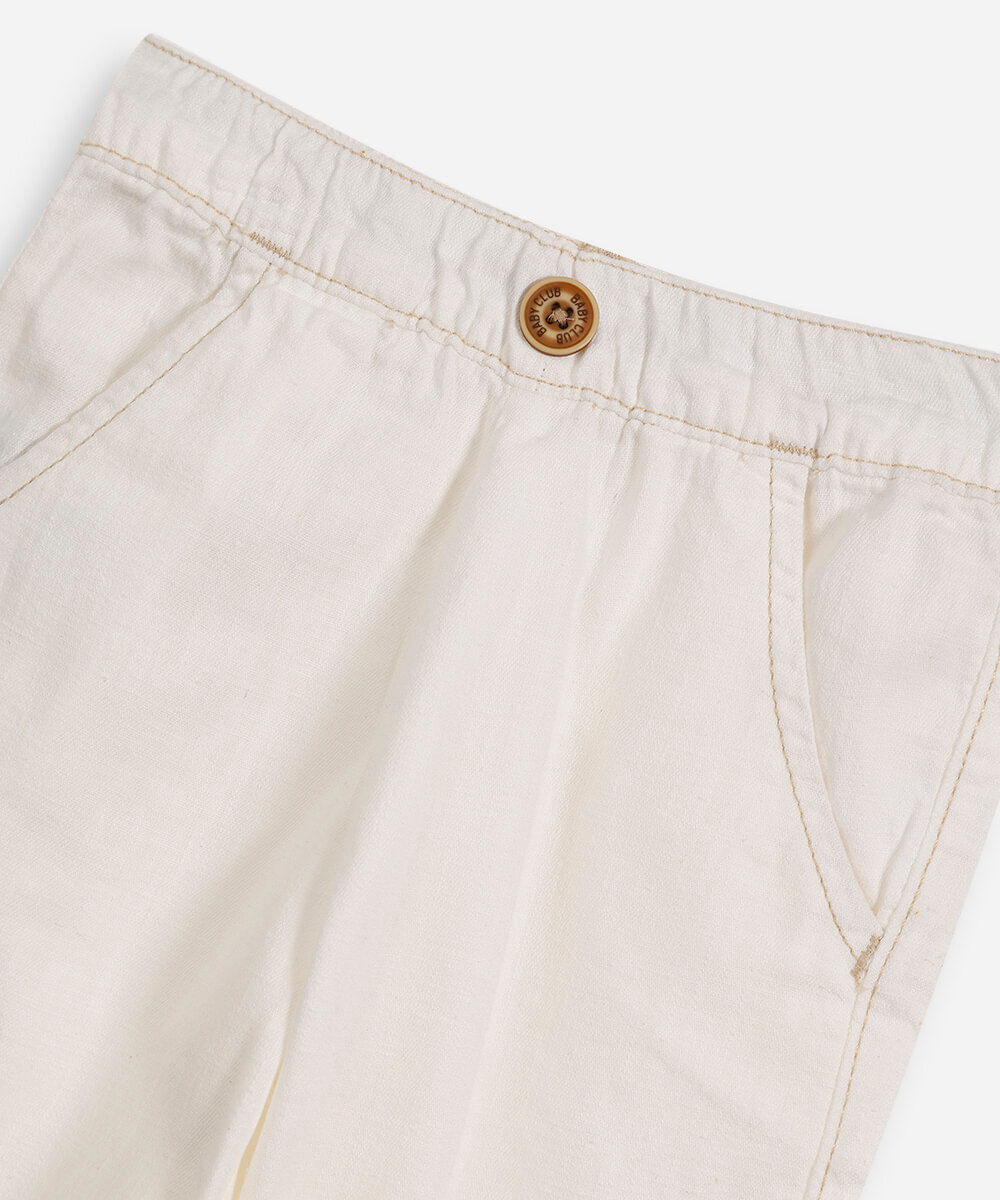 calça infantil de sarja cós elástico off white