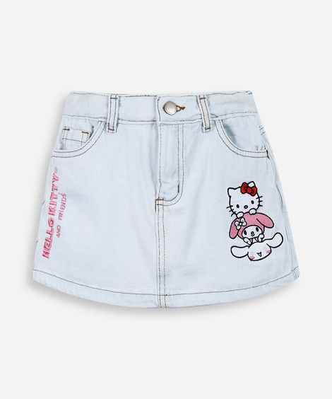 short saia infantil em algodão hello kitty azul