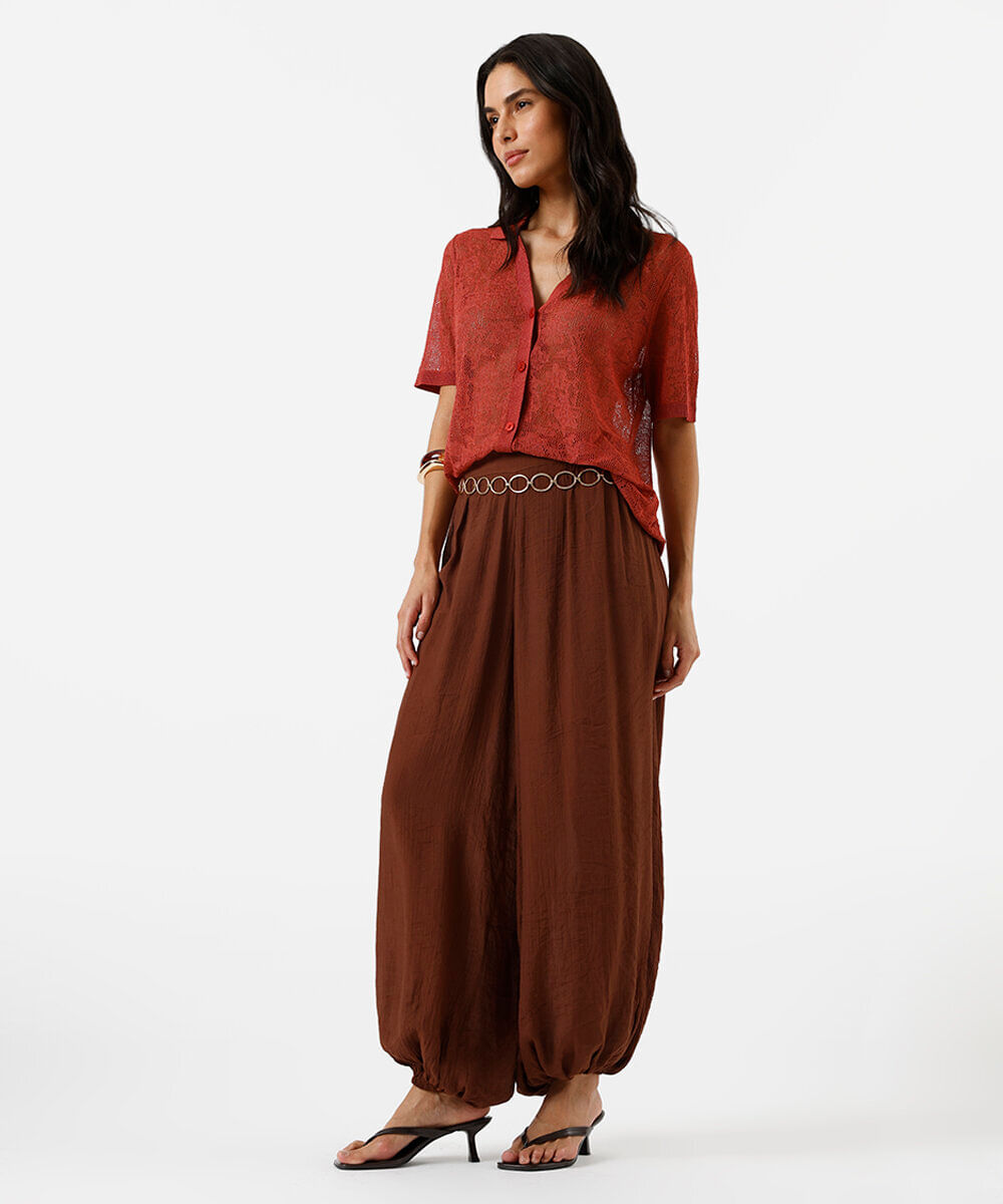 camisa feminina de tricot manga curta marrom