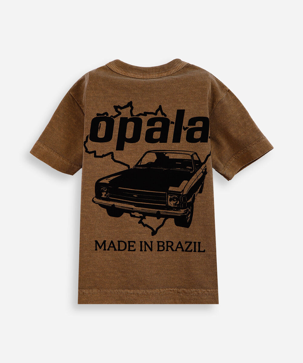 camiseta infantil de algodão opala marrom