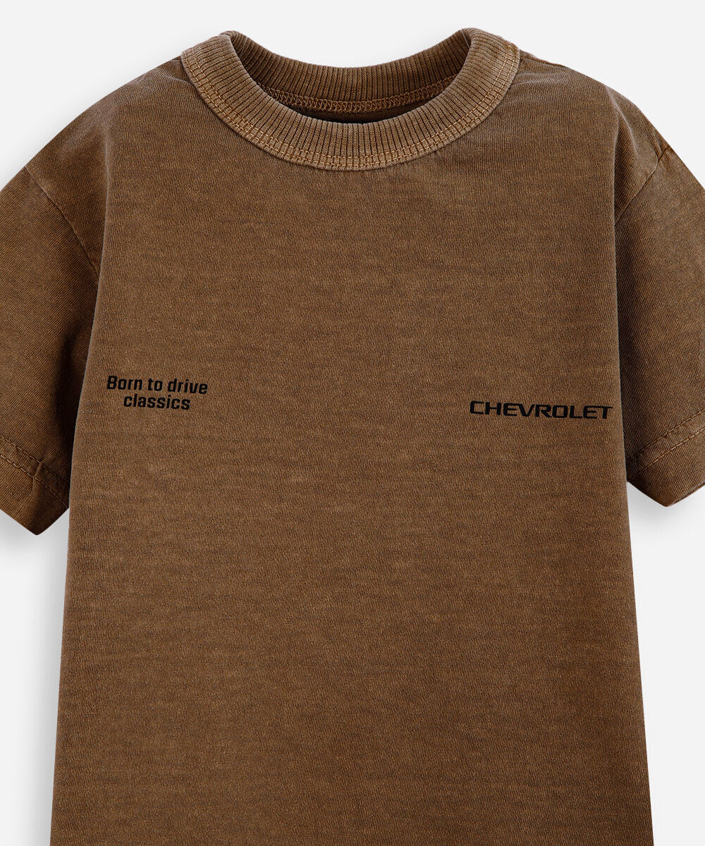 camiseta infantil de algodão opala marrom
