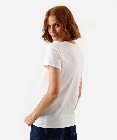 camiseta feminina de algodão estampada off white