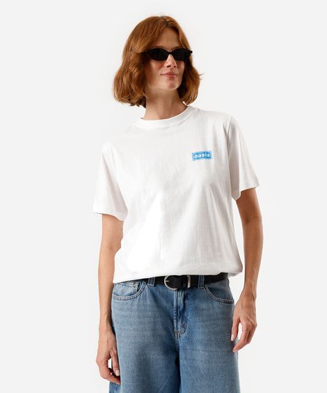 camiseta feminina de algodão oasis off white