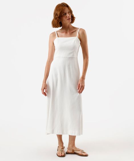 vestido alça fina feminino de sarja  off white
