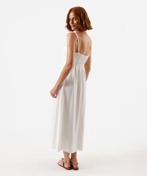 vestido alça fina feminino de sarja  off white