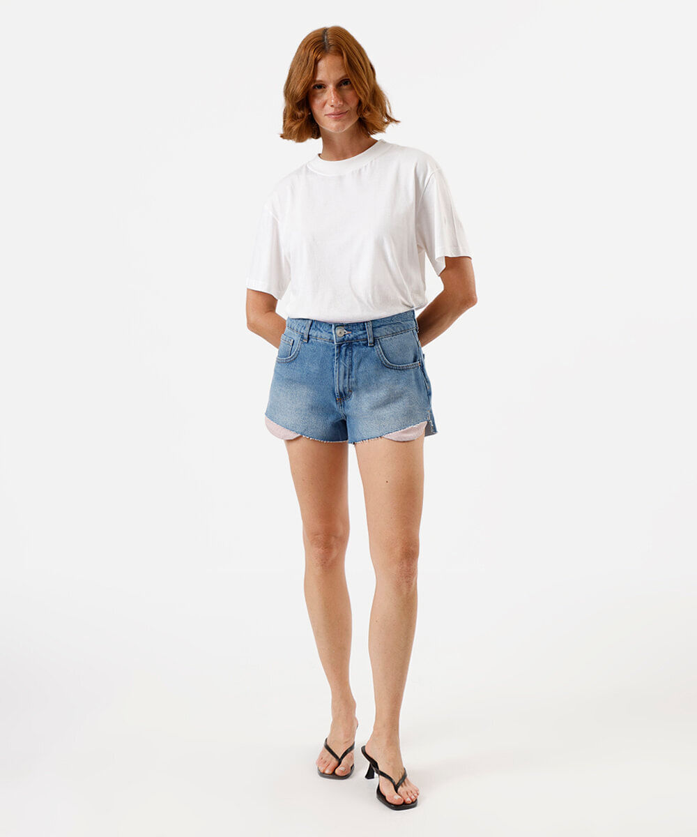 short curto feminino jeans azul