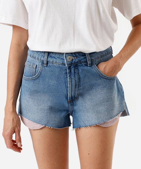 short curto feminino jeans azul